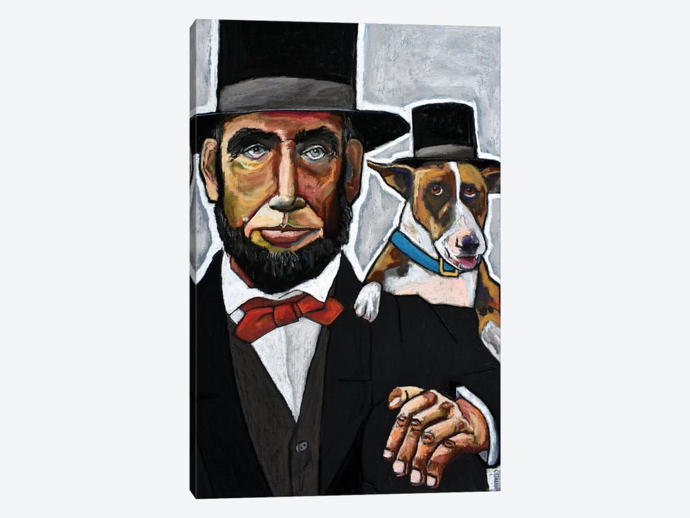 Abraham Lincoln With His Dog by David Hinds 1-piece Canvas Art