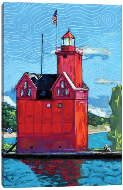Big Red Lighthouse Canvas Art Print - David Hinds