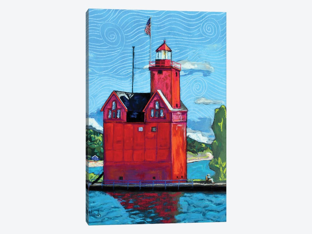 Big Red Lighthouse by David Hinds 1-piece Canvas Art Print