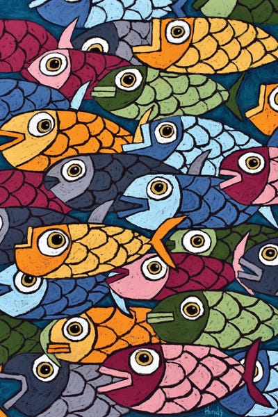 Kids Ocean Life Art: Abstract Fish by David Hinds