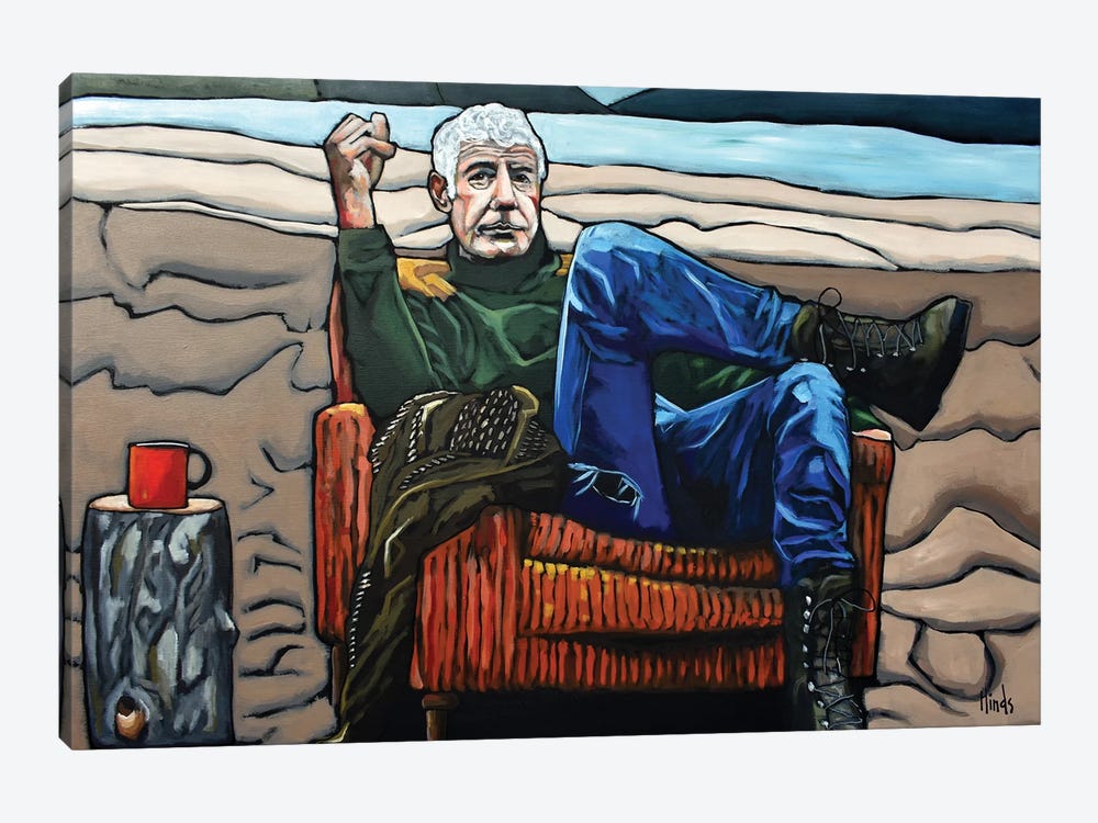 Anthony Bourdain Sitting On The Shoreline by David Hinds 1-piece Canvas Art