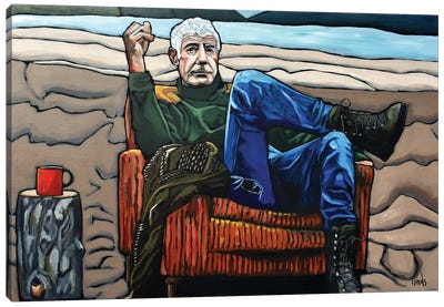 Anthony Bourdain Sitting On The Shoreline Canvas Art Print - David Hinds
