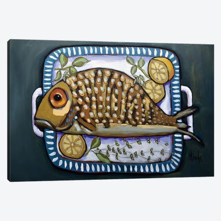 Fish On A Platter Canvas Print #DHD284} by David Hinds Canvas Wall Art
