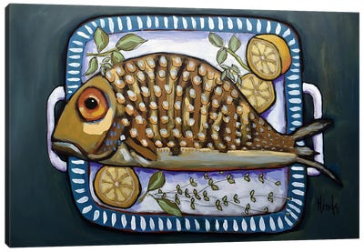 Fish On A Platter Canvas Art Print - David Hinds