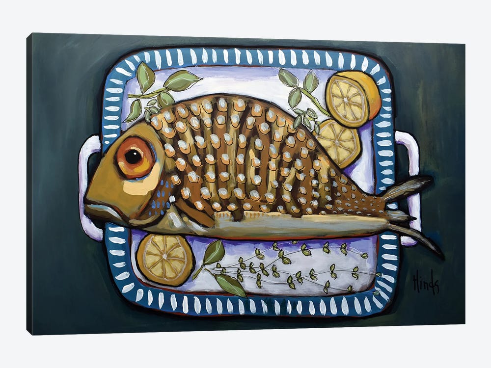 Fish On A Platter by David Hinds 1-piece Canvas Wall Art