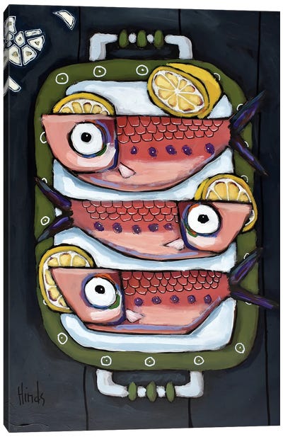 Fish On A Platter III Canvas Art Print - David Hinds