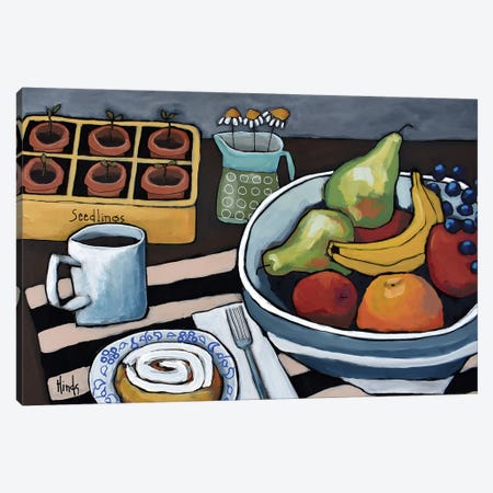 Cinnamon Roll With Fruit Bowl Canvas Print #DHD286} by David Hinds Canvas Artwork