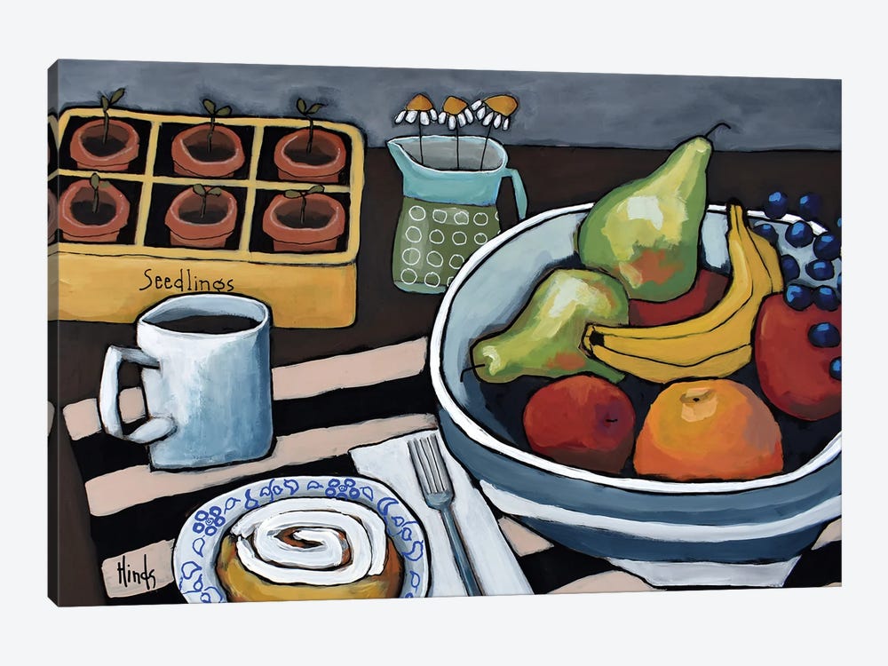 Cinnamon Roll With Fruit Bowl by David Hinds 1-piece Canvas Wall Art