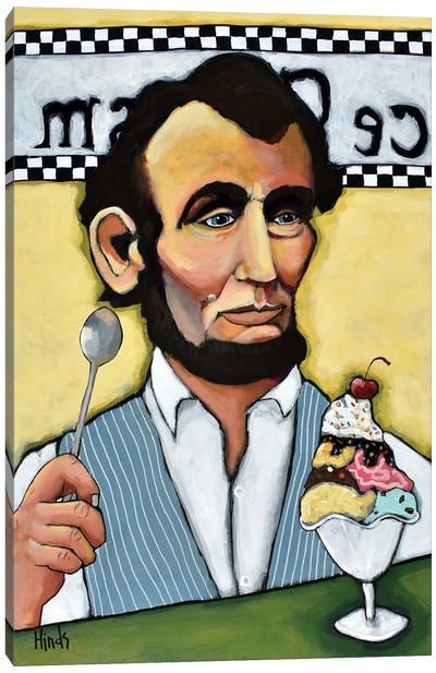 Abraham Lincoln Indulges Canvas Art Print - Ice Cream & Popsicle Art