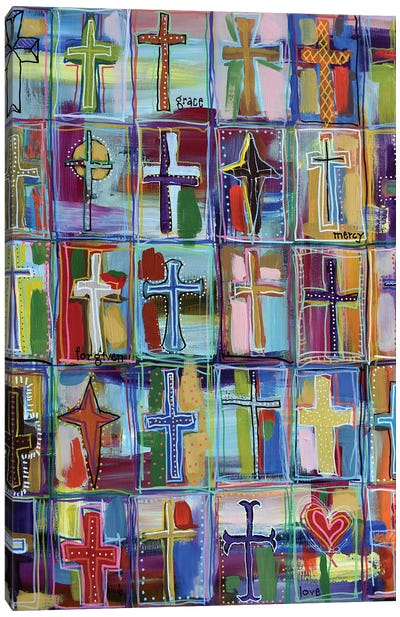 Holy Cross Collage Canvas Art Print - Folk Art
