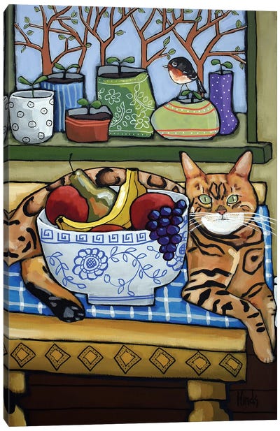 Bengal Cat Canvas Art Print - Floral & Botanical Patterns