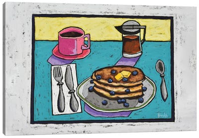 Blueberry Flapjacks Canvas Art Print - American Cuisine Art