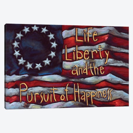 American Flag - Life Liberty And The Pursuit Of Happiness Canvas Print #DHD2} by David Hinds Canvas Artwork