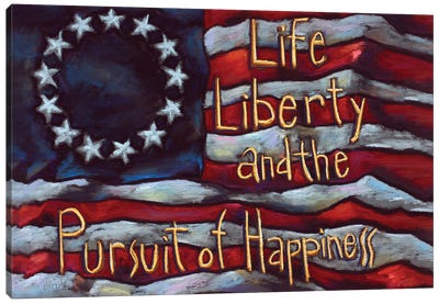 American Flag - Life Liberty And The Pursuit Of Happiness Canvas Art Print - American Flag Art