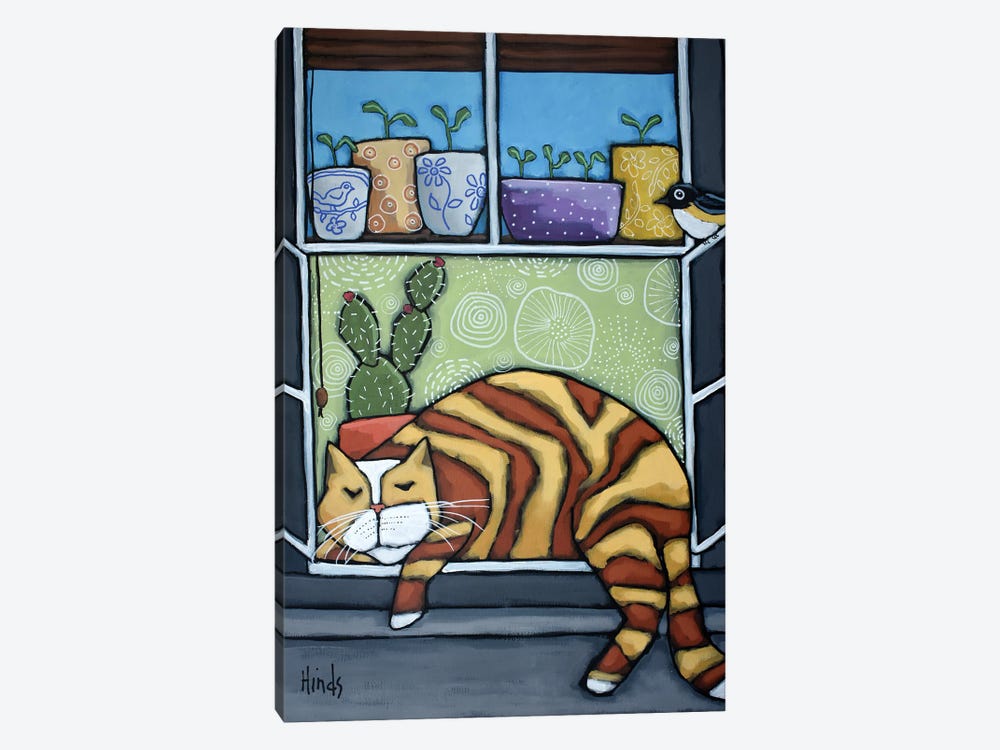Cat Sleeping In The Window Sill by David Hinds 1-piece Canvas Art