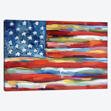 Abstract American Flag Canvas Print #DHD308} by David Hinds Canvas Artwork