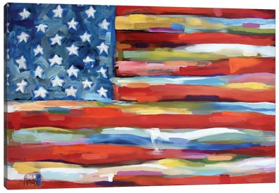 Abstract American Flag Canvas Art Print - David Hinds