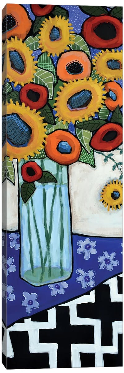 Abstract Sunflowers In A Vase Canvas Art Print - David Hinds