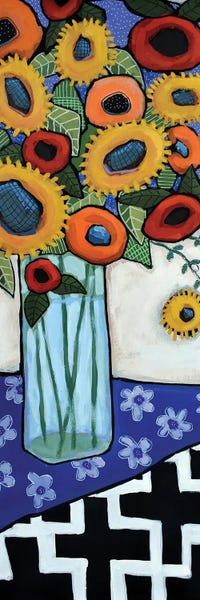 Canvas Print: Abstract Sunflowers In A Vase by David Hinds