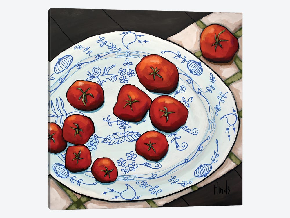 Tomatoes On A Platter by David Hinds 1-piece Canvas Print