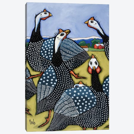 Six Guinea Fowl Canvas Print #DHD313} by David Hinds Canvas Art Print