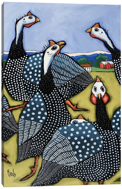 Six Guinea Fowl Canvas Art Print - David Hinds