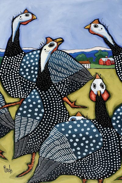 David Hinds: Six Guinea Fowl by David Hinds