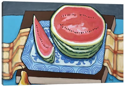 A Sweet Watermelon Canvas Art Print - Gingham Patterns