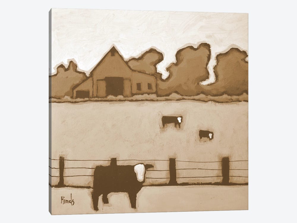 On Golden Pasture - Sepia by David Hinds 1-piece Canvas Art Print