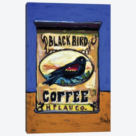 Black Bird Coffee Tin Canvas Print #DHD337} by David Hinds Canvas Wall Art