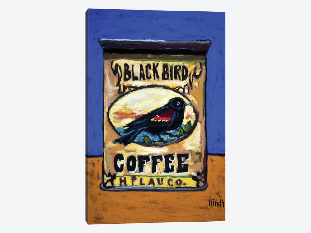 Black Bird Coffee Tin by David Hinds 1-piece Canvas Print