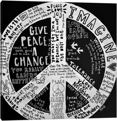 Inspirational Peace Sign Canvas Art Print - Peace Sign Art