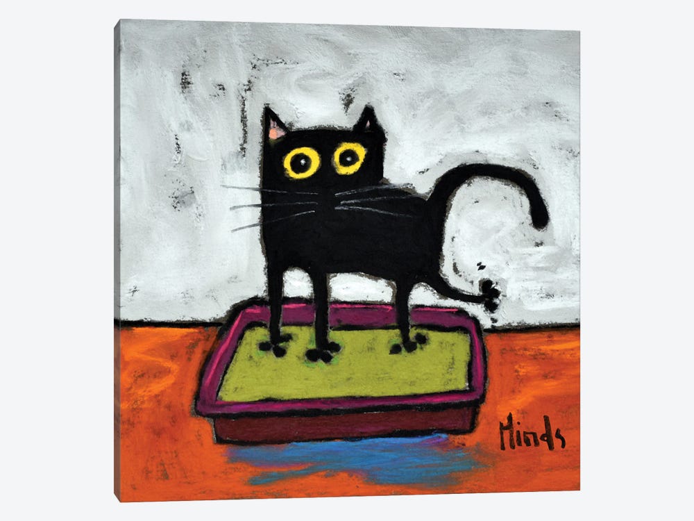 Black Cat In The Litter Box by David Hinds 1-piece Canvas Artwork