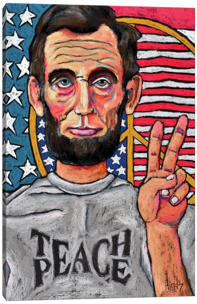 Teach Peace Canvas Art Print - American Flag Art