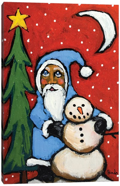 Santa's Buddy Canvas Art Print - Snowman Art