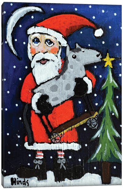 Santa's Toy Horse Canvas Art Print - Santa Claus Art