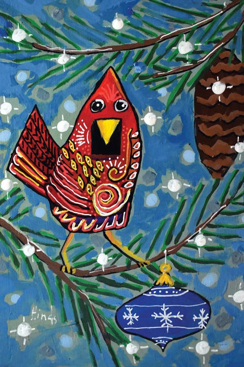 Christmas Red Bird by David Hinds wall art