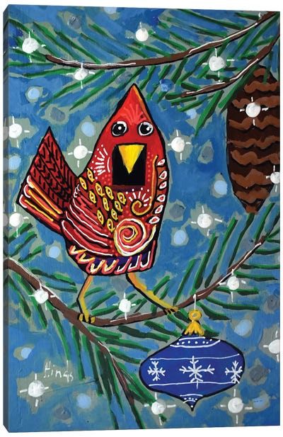 Christmas Red Bird Canvas Art Print - Cardinal Art