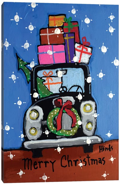 Merry Christmas Here We Come Canvas Art Print - Trucks