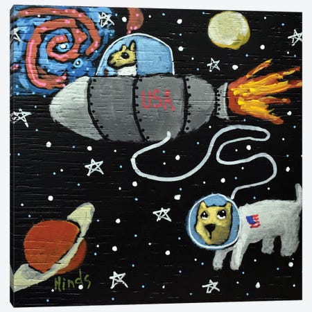 Dogs In Space Canvas Print #DHD392} by David Hinds Art Print