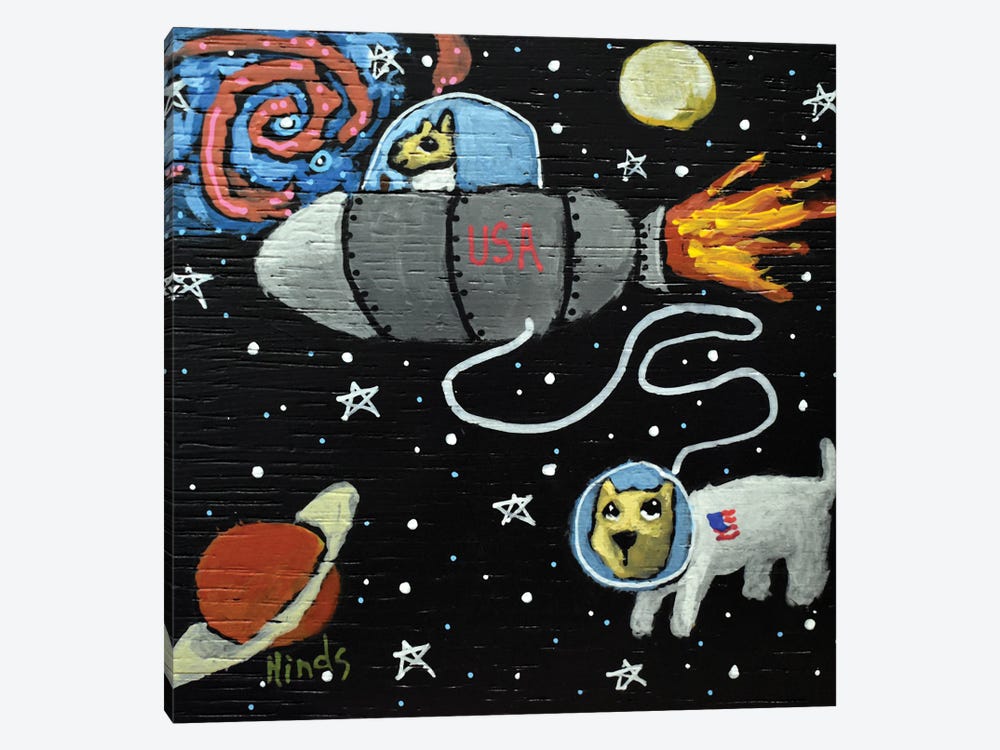 Dogs In Space by David Hinds 1-piece Canvas Artwork