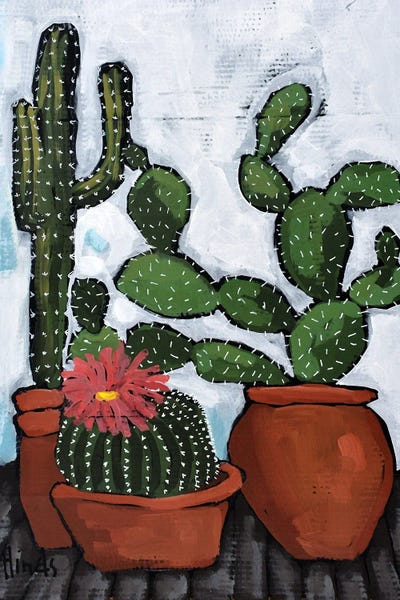 Pottery Still Life: Carefree Cactus by David Hinds