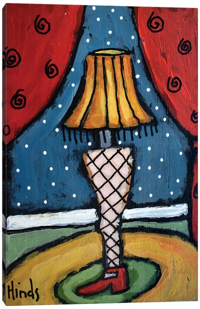 Primitive Christmas Leg Lamp Canvas Art Print - Holiday Movie Art