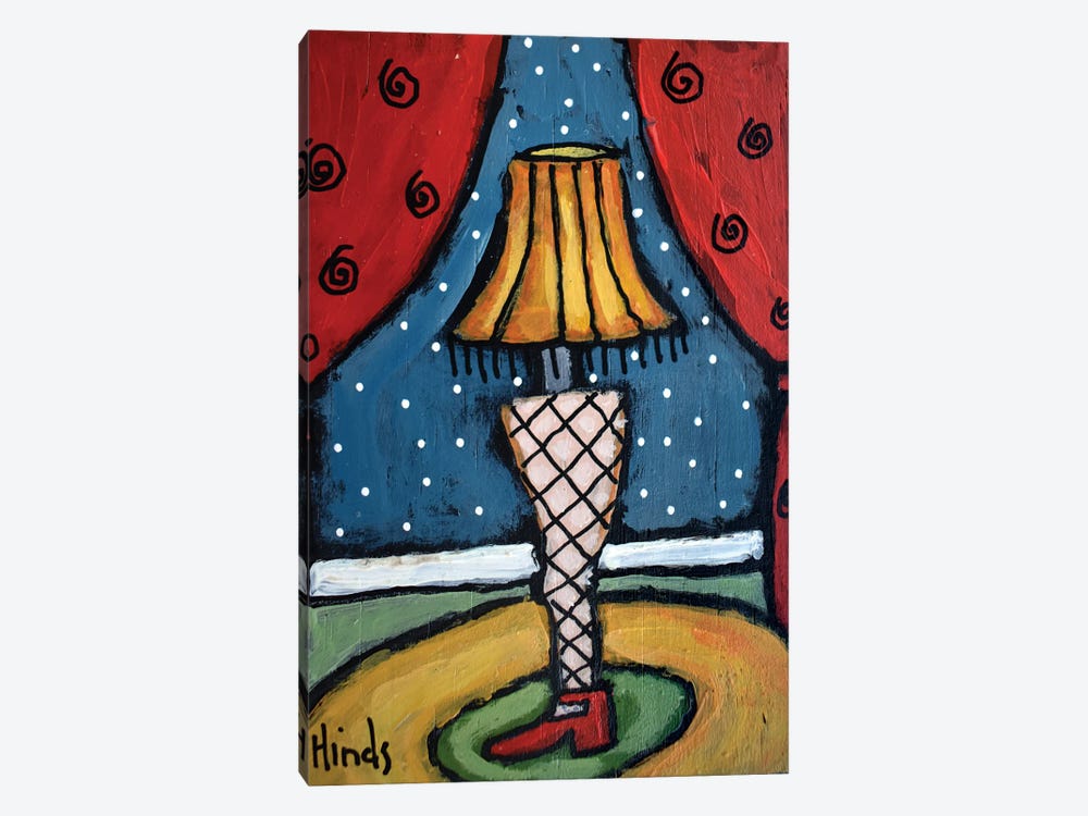 Primitive Christmas Leg Lamp by David Hinds 1-piece Canvas Wall Art