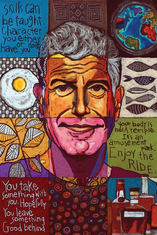 Anthony Bourdain Collage by David Hinds wall art