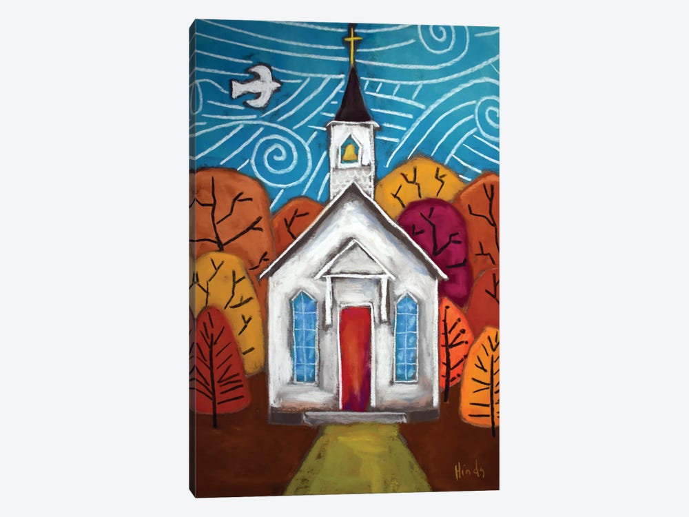 Autumn Colors Church by David Hinds 1-piece Canvas Wall Art