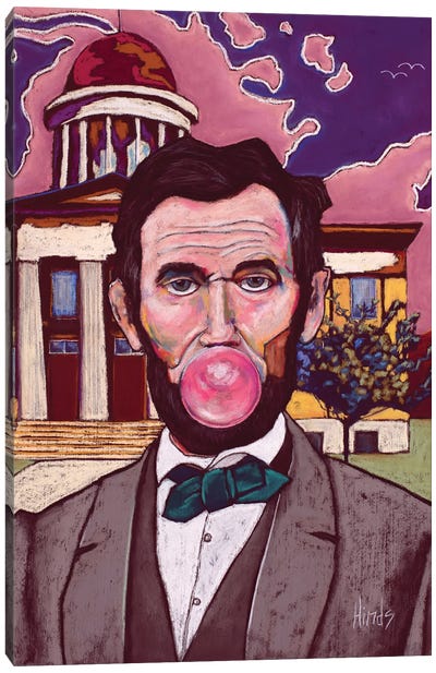 Bubble Gum Lincoln Canvas Art Print - Tan Art