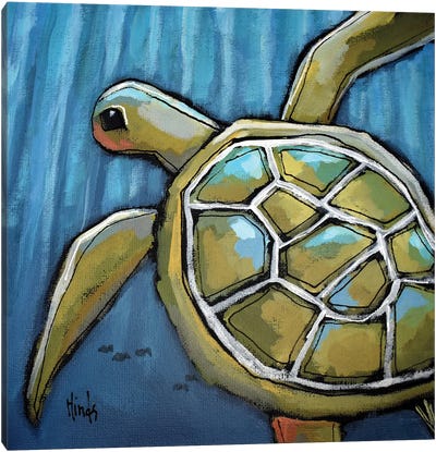 Little Sea Turtle Canvas Art Print - Turtle Art