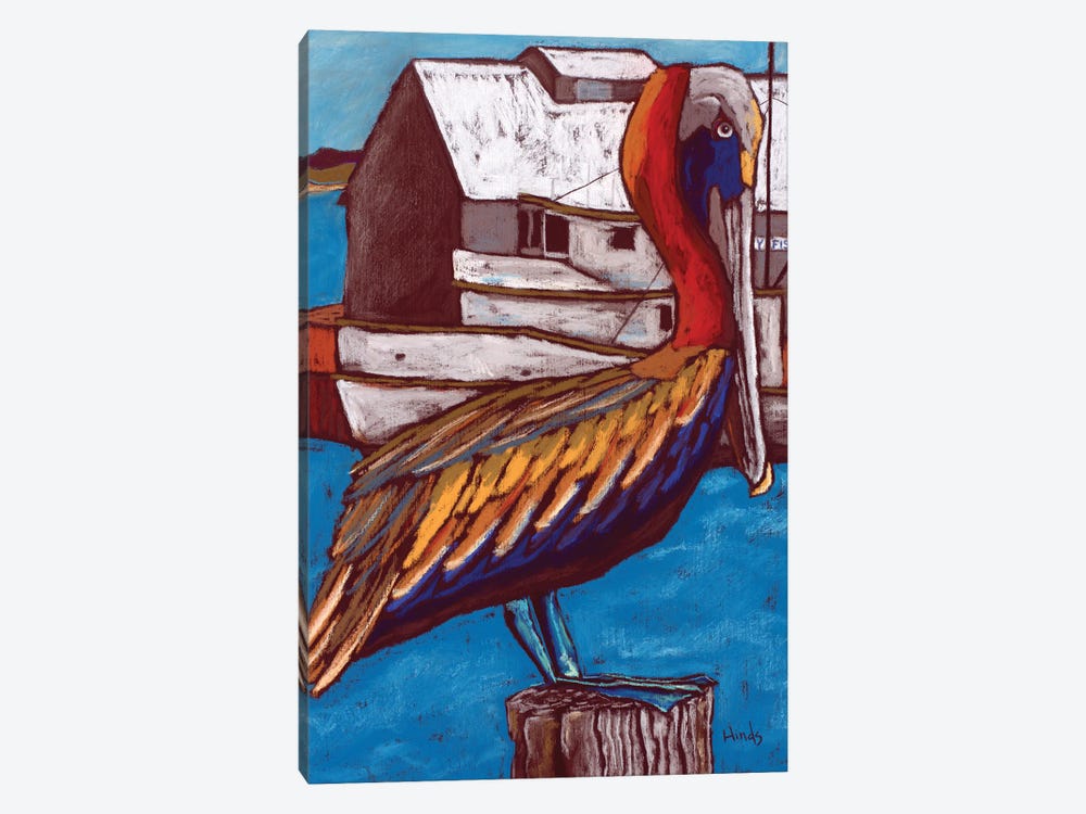 Colorful Pelican On The Old Fisherman's Wharf by David Hinds 1-piece Canvas Print