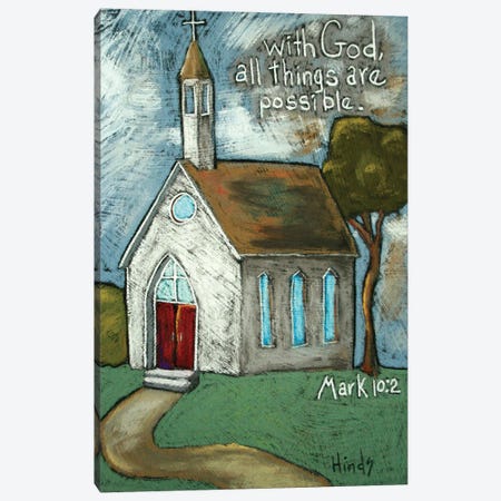 Little White Church Canvas Print #DHD45} by David Hinds Canvas Print